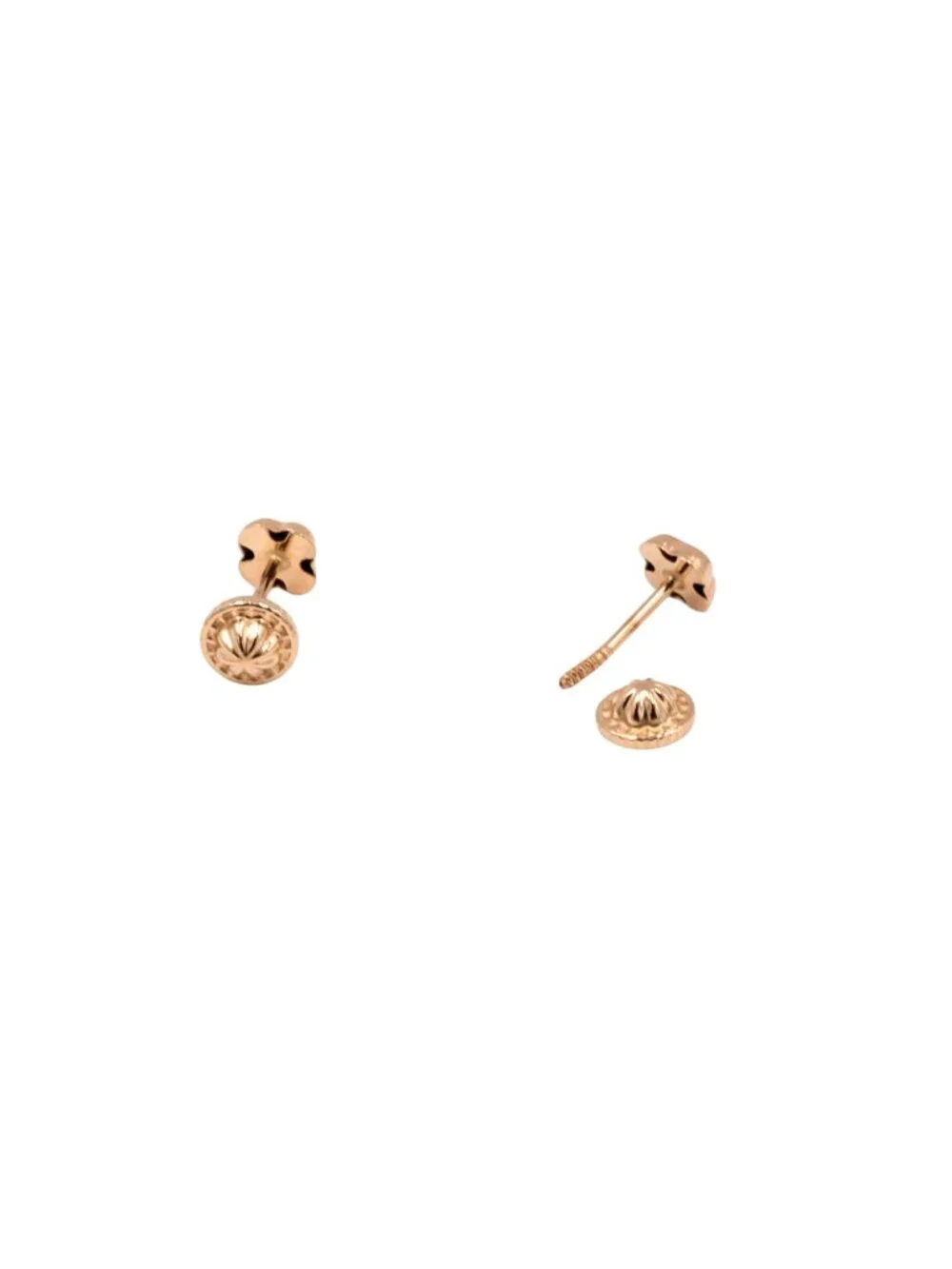 14K Yellow Gold Flower Moissanite Screw Back Stud Earrings Child Petite